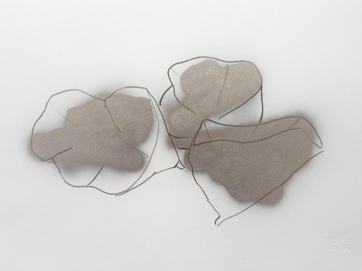 01-Blüten-Silberspray und Bleistift auf Papier, 24 x 33 cm-by-Maria-Meusburger-Schaefer-2021